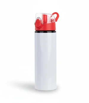 Botella Aluminio, Blanca, Tapa Roja, 750ml
