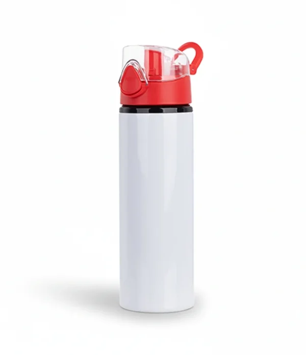 Botella Aluminio, Blanca, Tapa Roja, 750ml