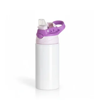 Botella Aluminio Con Pajilla, Lila/Morado, 350ml