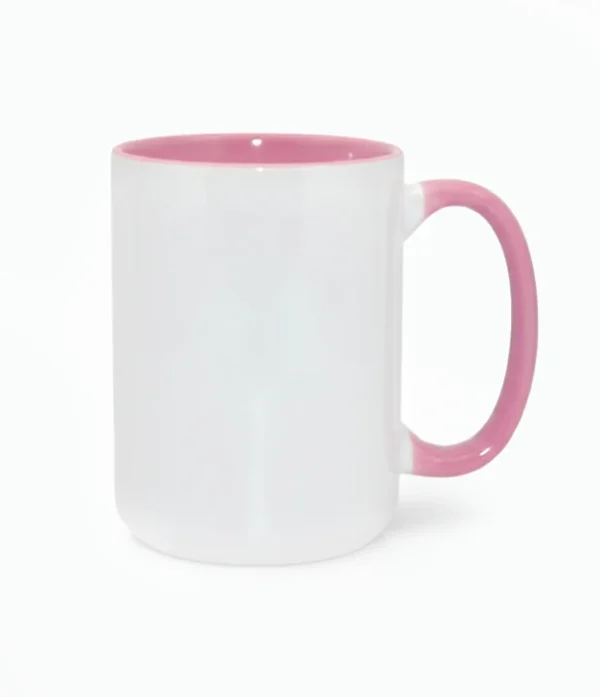 Taza blanca personalizada con interior rosado de 15 oz