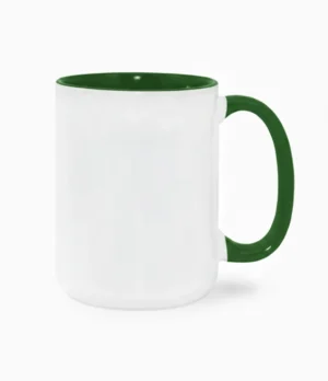 Taza Interior, Verde, 15Oz Taza blanca personalizada con interior verde de 15 oz