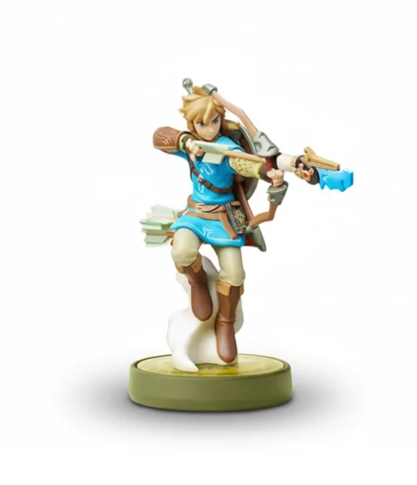 Figuras Amiibo de The Legend of Zelda Breath of the Wild sobre una base de exhibición