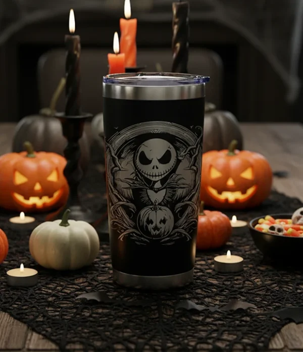 Vaso Térmico de acero inoxidable con diseño de Jack Skellington de The Nightmare Before Christmas, 20 oz